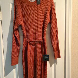 NWT - Lulus Rust Orange Knit Dress  - Size Large - Mini